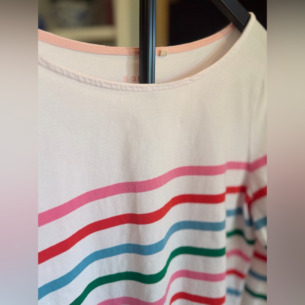 Boden White Tee with Pale Pink Logo - Picture 8 of 9